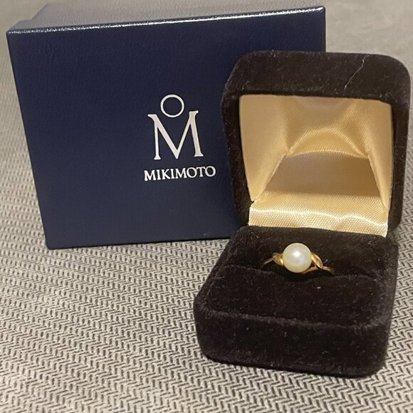 Mikimoto Pearl ring in 14k yellow gold - Picture 8 of 11